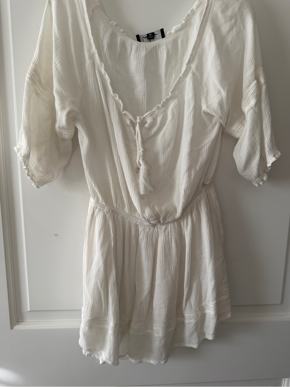 Lulu's White Crinkle Peasant Tunic